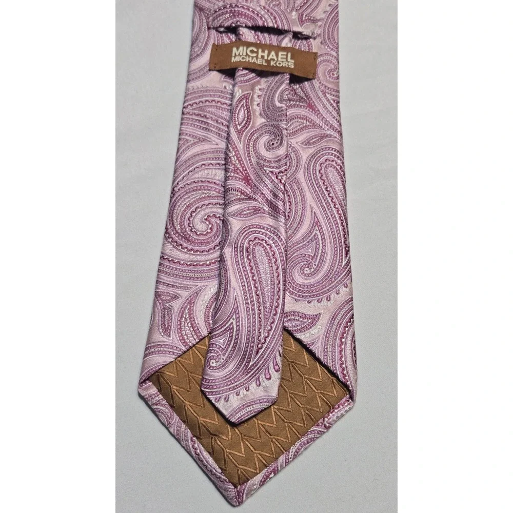 Michael Kors Pink Paisley Neck Tie 100% Silk 4